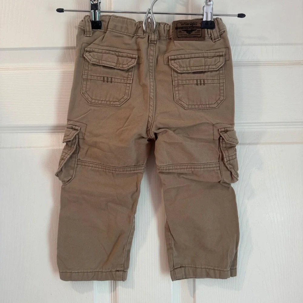 Wrangler Cargo Pants Toddler Boys 2T Khaki Tan Cotton Utility 8LCTFNK